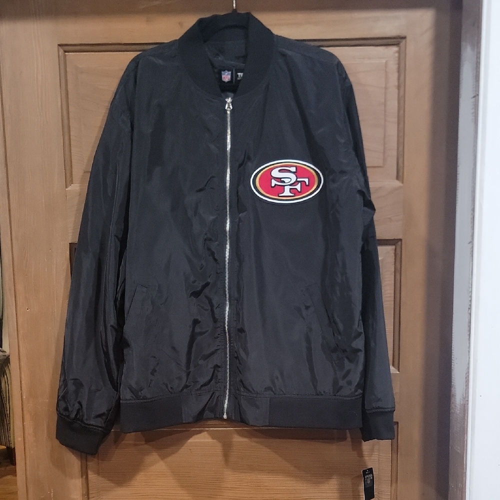 NFL Black Bomber Jacket with Red and White Logo